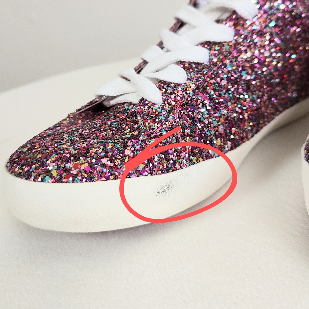 NEW Kate Spade Ace Glitter Sneakers Women's 8 Sparkly Shoes Lace-up Low Top Pink - Picture 8 of 10